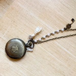 Brass necklace watch